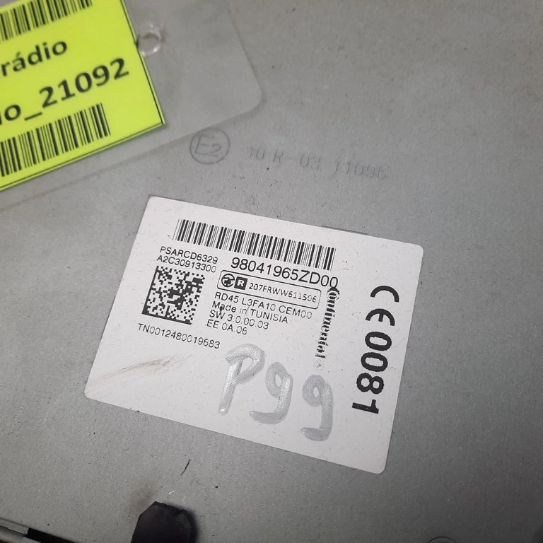 Autorádio Citroen C-Elysee 96041965ZD00