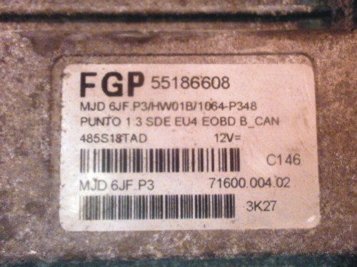 Riadiaca jednotka motora Fiat Punto 1.3 JTD 55186608