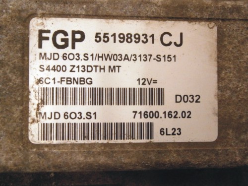 Riadiaca jednotka motora Opel Corsa D 1.3 CDTI 55198931