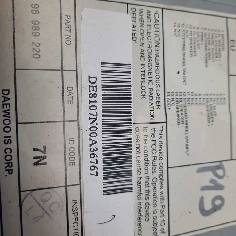 Autorádio MP3 Chevrolet Aveo 96989220