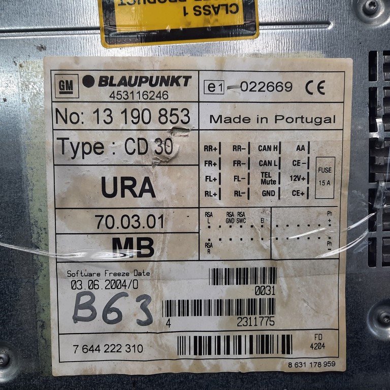 Autorádio Opel Vectra C Signum 453116246 13190853