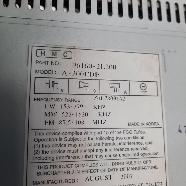 Autorádio s diaľkovým ovládaním Hyundai i30 96160-2L200